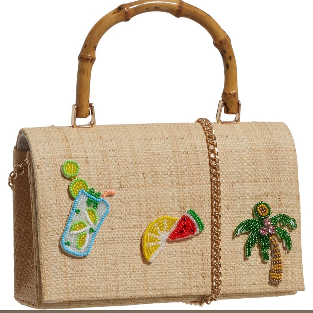 New D'margeaux Beach Satchel Bag with Bamboo Handle